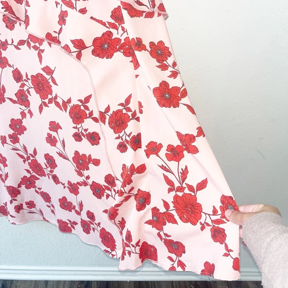 Adrianna Papell Living Blooms‎ Ruffle Flare Midi Floral Dress Size 2 - Picture 5 of 9